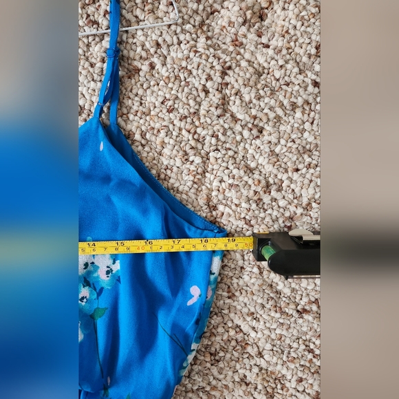 Nine Britton NWT Blue Flowered Spaghetti Strap Dress Size L - Picture 8 of 11